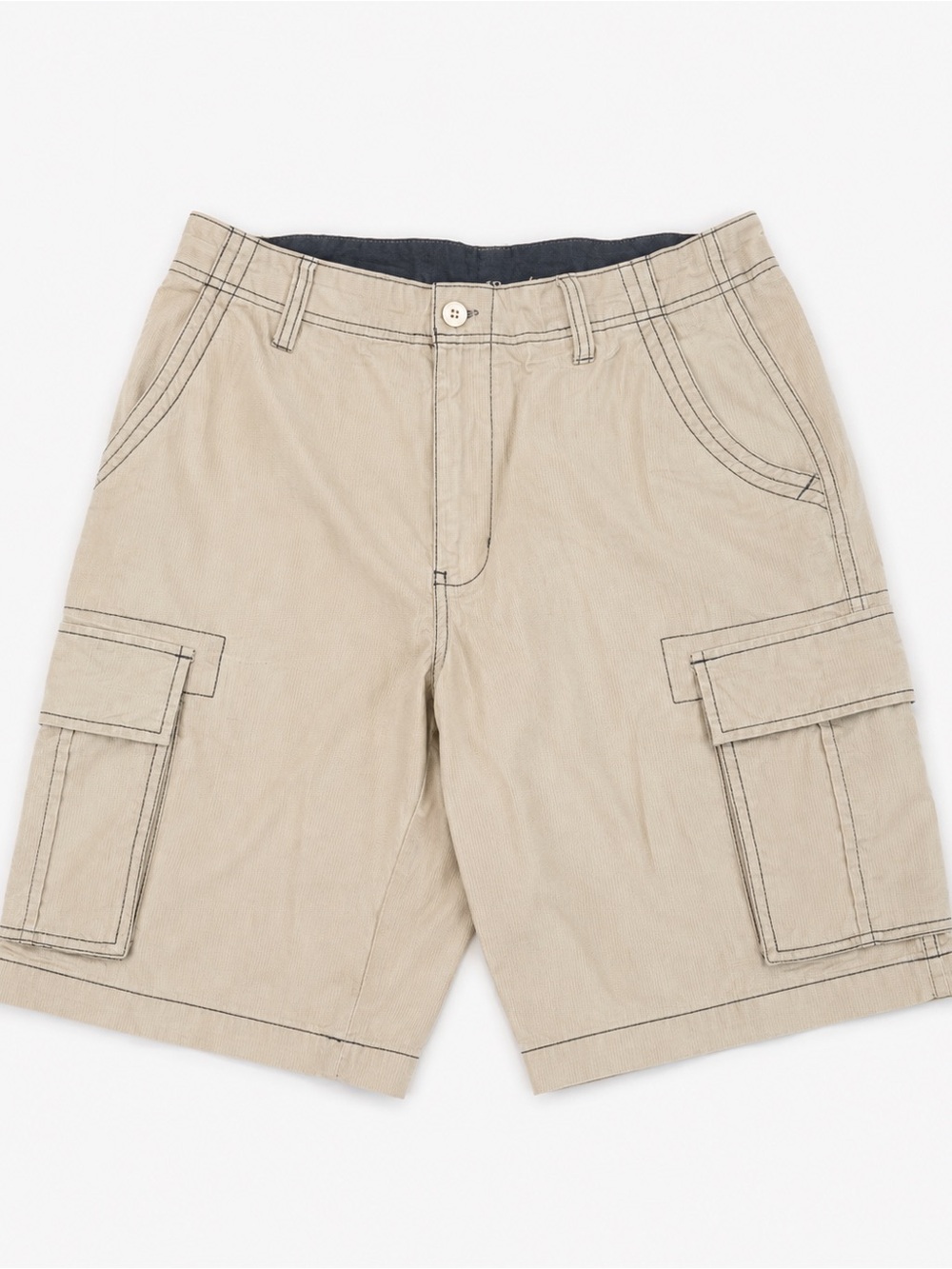 London Fog Khaki Cargo Shorts with Contrast Stitching